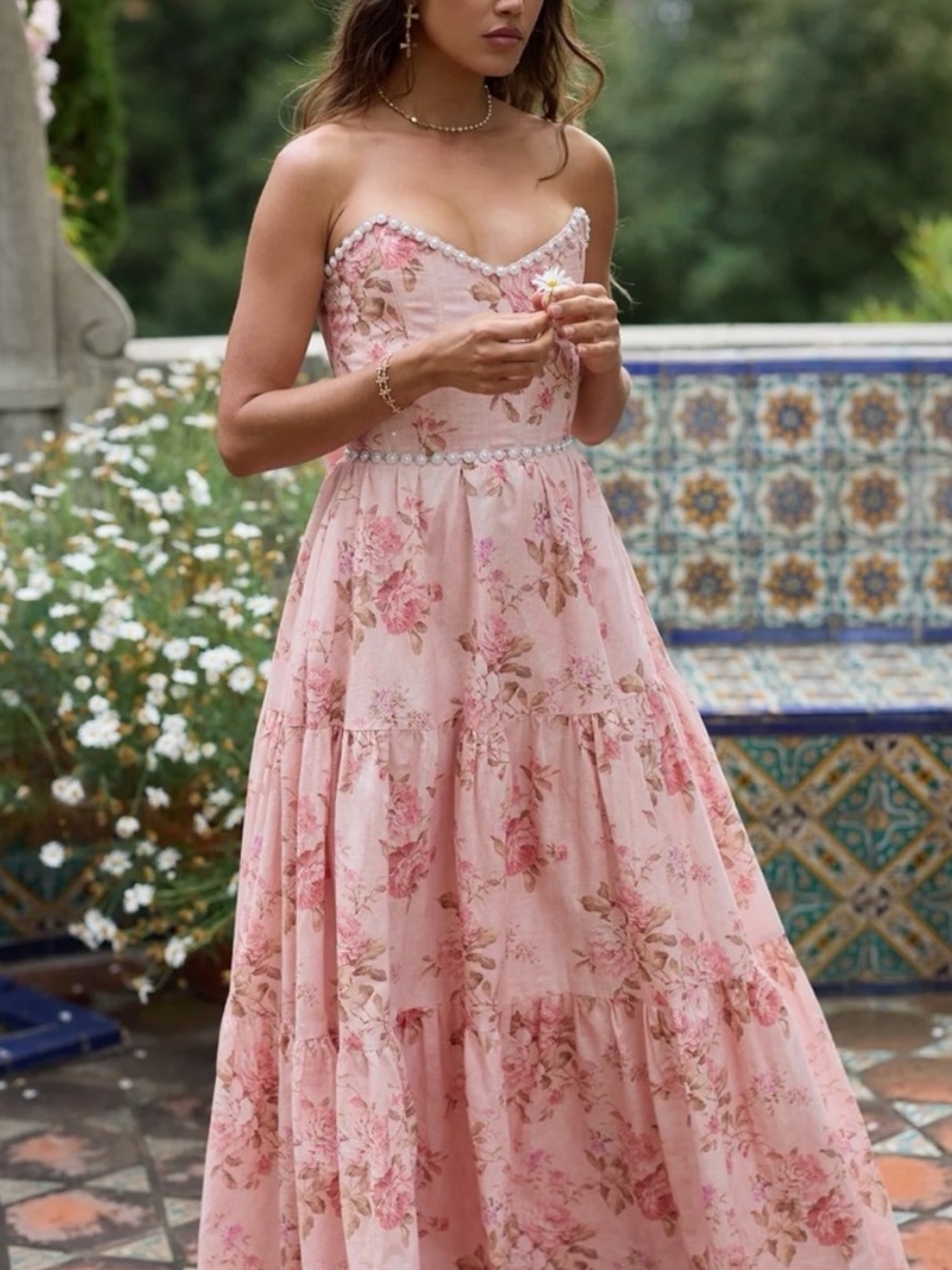 Strapless Chapman Pink Floral Dress